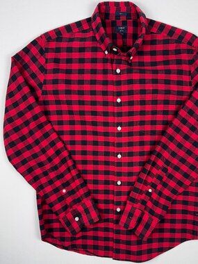 J.Crew Slim Oxford Shirt — Red & Black Buffalo Check